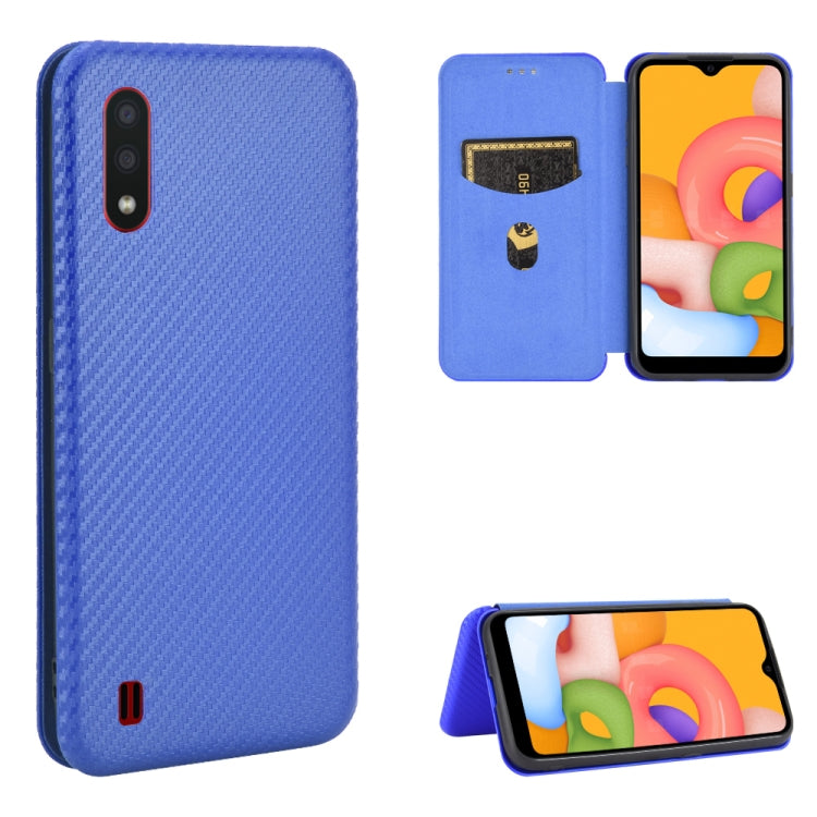 Carbon Fiber Texture Magnetic Horizontal Flip TPU + PC + PU Leather Case with Rope & Card Slot, For Samsung Galaxy A01, For Samsung Galaxy A7(2018) / A750, For Samsung Galaxy A20s, For Samsung Galaxy A21(Eurasian Version)