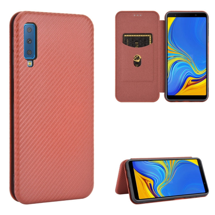 Carbon Fiber Texture Magnetic Horizontal Flip TPU + PC + PU Leather Case with Rope & Card Slot, For Samsung Galaxy A01, For Samsung Galaxy A7(2018) / A750, For Samsung Galaxy A20s, For Samsung Galaxy A21(Eurasian Version)