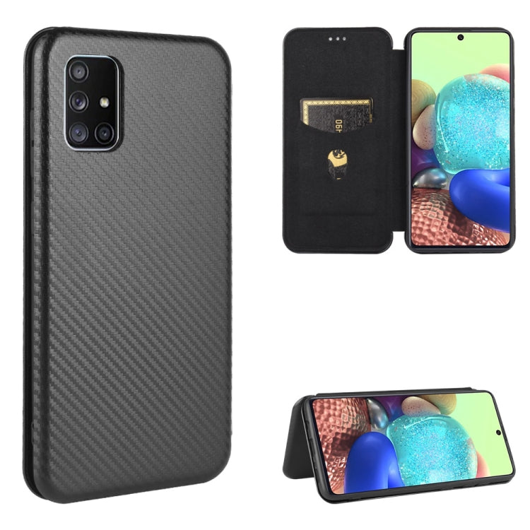 Carbon Fiber Texture Magnetic Horizontal Flip TPU + PC + PU Leather Case with Rope & Card Slot, For Samsung Galaxy A71 5G, For Samsung Galaxy A71, For Samsung Galaxy A90 5G, For Samsung Galaxy A91 / M80s / S10 Lite