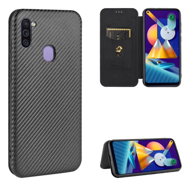 Carbon Fiber Texture Magnetic Horizontal Flip TPU + PC + PU Leather Case with Rope & Card Slot, For Samsung Galaxy M11, For Samsung Galaxy M30s / M21, For Samsung Galaxy M31s, For Samsung Galaxy M31