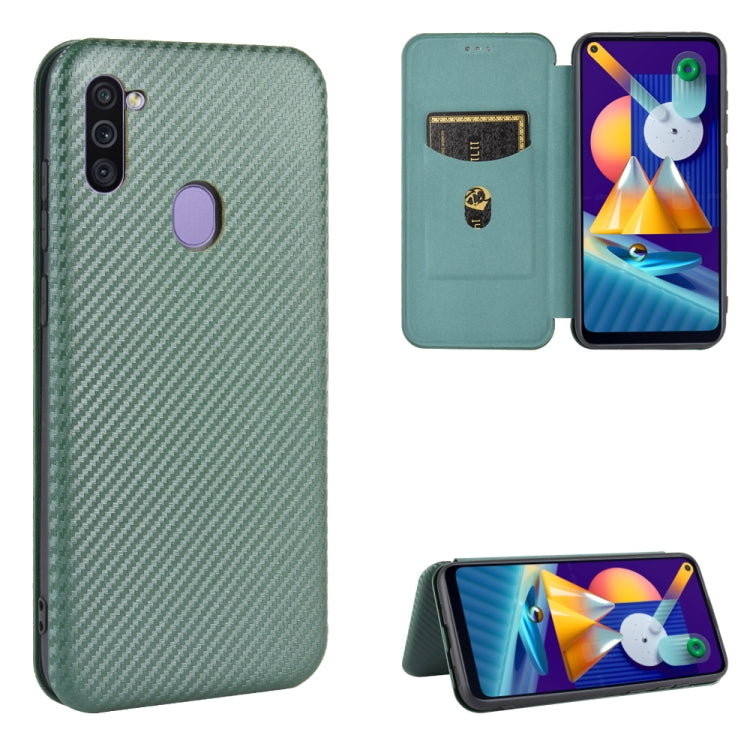 Carbon Fiber Texture Magnetic Horizontal Flip TPU + PC + PU Leather Case with Rope & Card Slot, For Samsung Galaxy M11, For Samsung Galaxy M30s / M21, For Samsung Galaxy M31s, For Samsung Galaxy M31