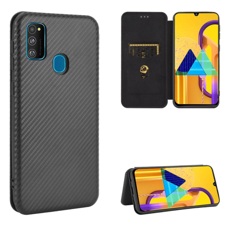 Carbon Fiber Texture Magnetic Horizontal Flip TPU + PC + PU Leather Case with Rope & Card Slot, For Samsung Galaxy M11, For Samsung Galaxy M30s / M21, For Samsung Galaxy M31s, For Samsung Galaxy M31
