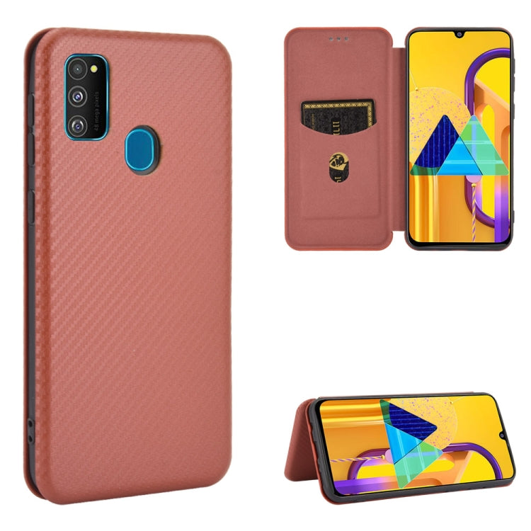 Carbon Fiber Texture Magnetic Horizontal Flip TPU + PC + PU Leather Case with Rope & Card Slot, For Samsung Galaxy M11, For Samsung Galaxy M30s / M21, For Samsung Galaxy M31s, For Samsung Galaxy M31