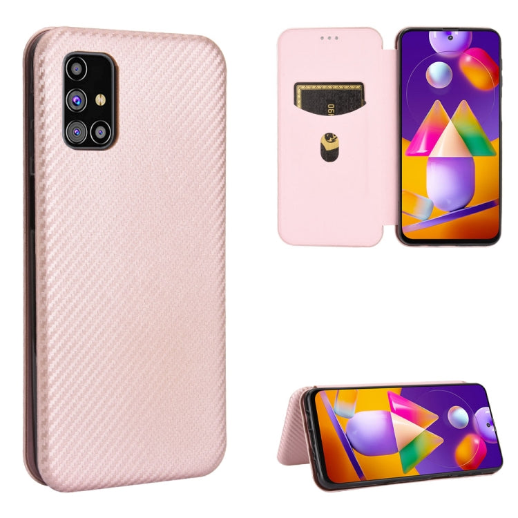 Carbon Fiber Texture Magnetic Horizontal Flip TPU + PC + PU Leather Case with Rope & Card Slot, For Samsung Galaxy M11, For Samsung Galaxy M30s / M21, For Samsung Galaxy M31s, For Samsung Galaxy M31