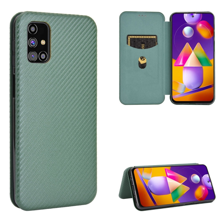 Carbon Fiber Texture Magnetic Horizontal Flip TPU + PC + PU Leather Case with Rope & Card Slot, For Samsung Galaxy M11, For Samsung Galaxy M30s / M21, For Samsung Galaxy M31s, For Samsung Galaxy M31