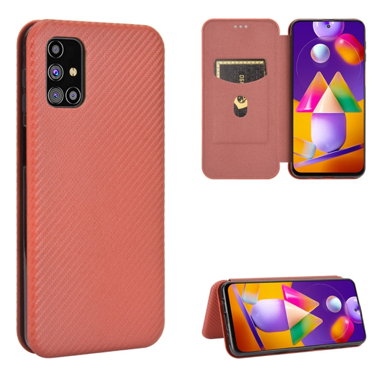 Carbon Fiber Texture Magnetic Horizontal Flip TPU + PC + PU Leather Case with Rope & Card Slot, For Samsung Galaxy M11, For Samsung Galaxy M30s / M21, For Samsung Galaxy M31s, For Samsung Galaxy M31