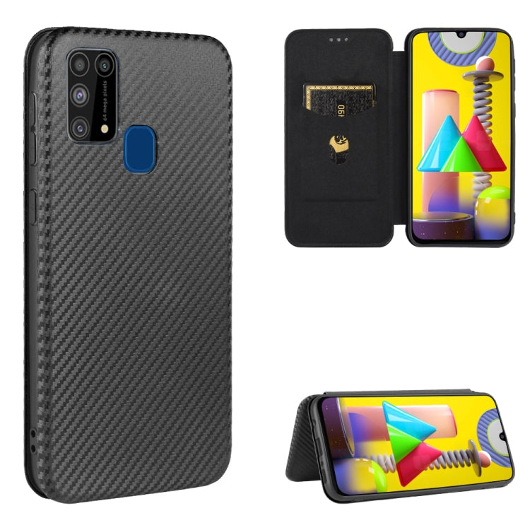 Carbon Fiber Texture Magnetic Horizontal Flip TPU + PC + PU Leather Case with Rope & Card Slot, For Samsung Galaxy M11, For Samsung Galaxy M30s / M21, For Samsung Galaxy M31s, For Samsung Galaxy M31