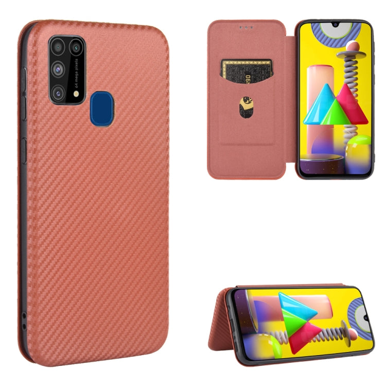 Carbon Fiber Texture Magnetic Horizontal Flip TPU + PC + PU Leather Case with Rope & Card Slot, For Samsung Galaxy M11, For Samsung Galaxy M30s / M21, For Samsung Galaxy M31s, For Samsung Galaxy M31
