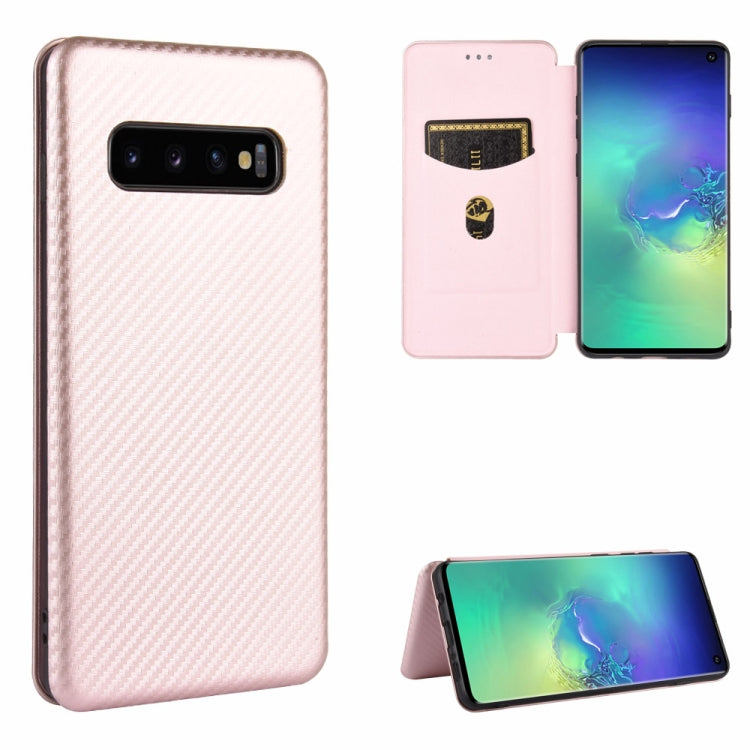 Carbon Fiber Texture Magnetic Horizontal Flip TPU + PC + PU Leather Case with Rope & Card Slot, For Samsung Galaxy S10 5G, For Samsung Galaxy S10 Plus, For Samsung Galaxy S10, For Samsung Galaxy S20