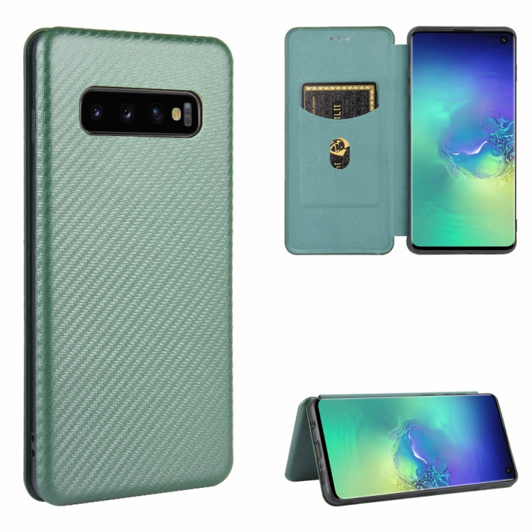 Carbon Fiber Texture Magnetic Horizontal Flip TPU + PC + PU Leather Case with Rope & Card Slot, For Samsung Galaxy S10 5G, For Samsung Galaxy S10 Plus, For Samsung Galaxy S10, For Samsung Galaxy S20