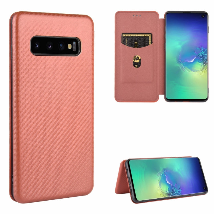 Carbon Fiber Texture Magnetic Horizontal Flip TPU + PC + PU Leather Case with Rope & Card Slot, For Samsung Galaxy S10 5G, For Samsung Galaxy S10 Plus, For Samsung Galaxy S10, For Samsung Galaxy S20