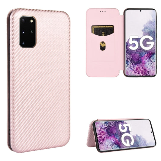 Carbon fiber magnetic flip case for Samsung Galaxy S20 Plus with card slot and rope