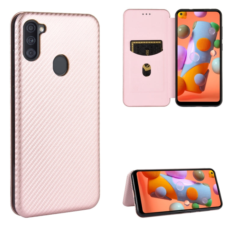 Carbon Fiber Texture Magnetic Horizontal Flip TPU + PC + PU Leather Case with Rope & Card Slot, For Samsung Galaxy S20 Plus, For Samsung Galaxy XCover Pro, For Samsung Galaxy A11(EU Version), For Samsung Galaxy A20 (SC-02M) SCV46