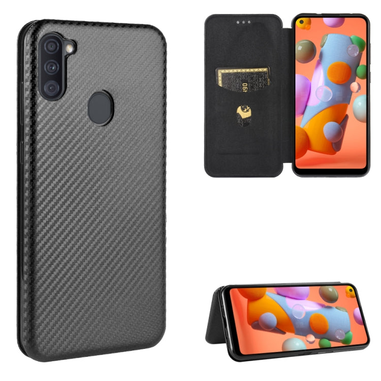 Carbon Fiber Texture Magnetic Horizontal Flip TPU + PC + PU Leather Case with Rope & Card Slot, For Samsung Galaxy S20 Plus, For Samsung Galaxy XCover Pro, For Samsung Galaxy A11(EU Version), For Samsung Galaxy A20 (SC-02M) SCV46