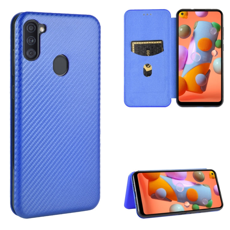 Carbon Fiber Texture Magnetic Horizontal Flip TPU + PC + PU Leather Case with Rope & Card Slot, For Samsung Galaxy S20 Plus, For Samsung Galaxy XCover Pro, For Samsung Galaxy A11(EU Version), For Samsung Galaxy A20 (SC-02M) SCV46