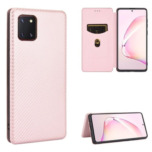 Carbon fiber magnetic flip case Samsung Galaxy A81 M60s Note 10 Lite with card slot rope