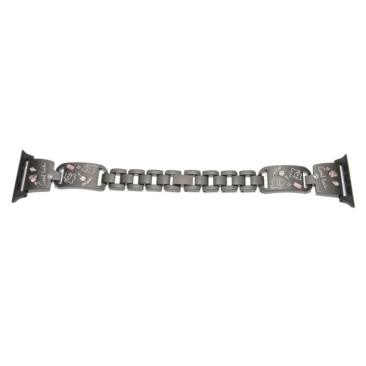 Colored Diamond Cat Stainless Steel Watch Band, For Apple Watch 46mm / 49mm / 45mm / 44mm, For Apple Watch 42mm / 41mm / 40mm / 38mm