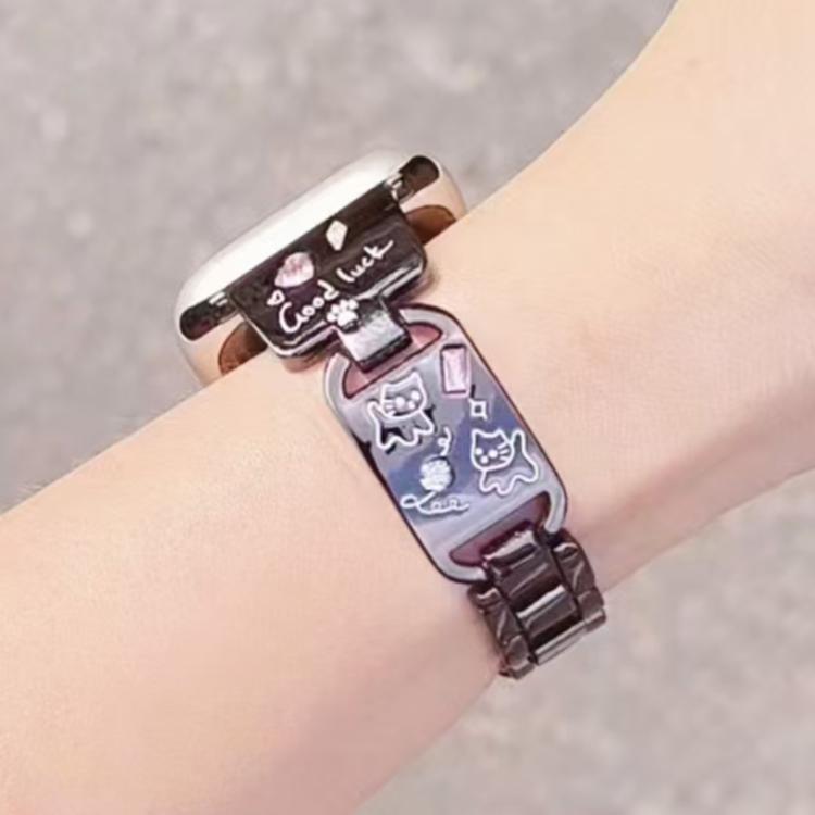 Colored Diamond Cat Stainless Steel Watch Band, For Apple Watch 46mm / 49mm / 45mm / 44mm, For Apple Watch 42mm / 41mm / 40mm / 38mm