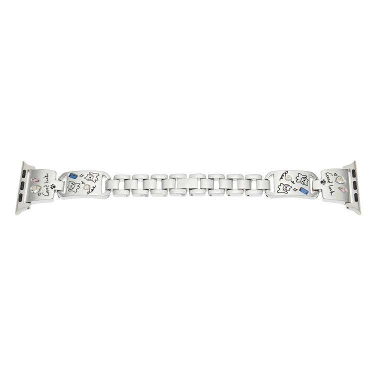 Colored Diamond Cat Stainless Steel Watch Band, For Apple Watch 46mm / 49mm / 45mm / 44mm, For Apple Watch 42mm / 41mm / 40mm / 38mm