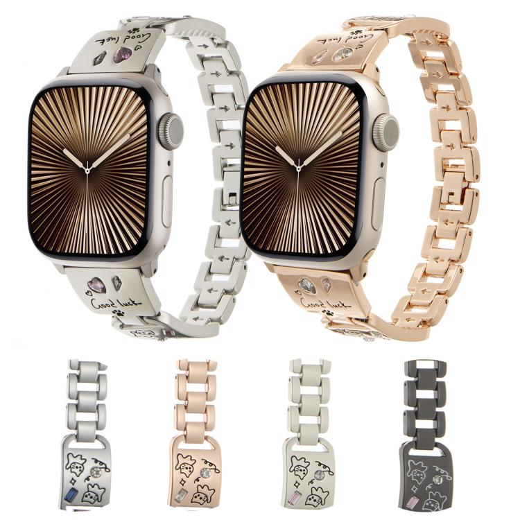 Colored Diamond Cat Stainless Steel Watch Band, For Apple Watch 46mm / 49mm / 45mm / 44mm, For Apple Watch 42mm / 41mm / 40mm / 38mm