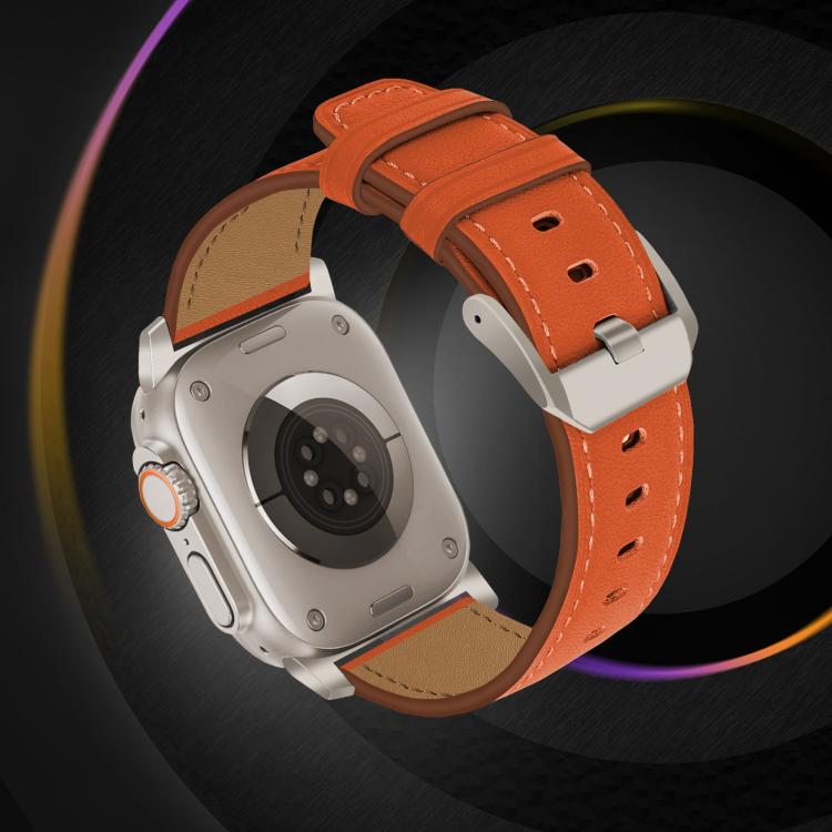 Titanium Buckle Nappa Genuine Leather Watch Band, For Apple Watch 46mm / 49mm / 45mm / 44mm, For Apple Watch 42mm / 41mm / 40mm / 38mm