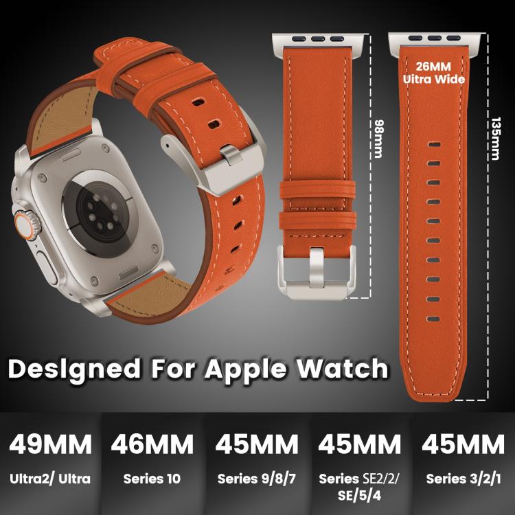 Titanium Buckle Nappa Genuine Leather Watch Band, For Apple Watch 46mm / 49mm / 45mm / 44mm, For Apple Watch 42mm / 41mm / 40mm / 38mm