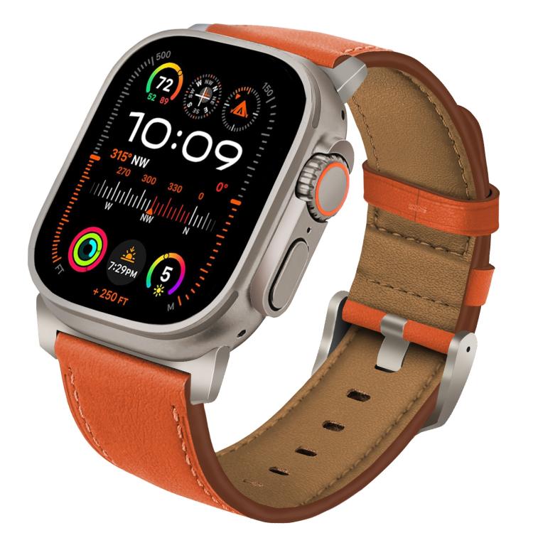 Titanium Buckle Nappa Genuine Leather Watch Band, For Apple Watch 46mm / 49mm / 45mm / 44mm, For Apple Watch 42mm / 41mm / 40mm / 38mm