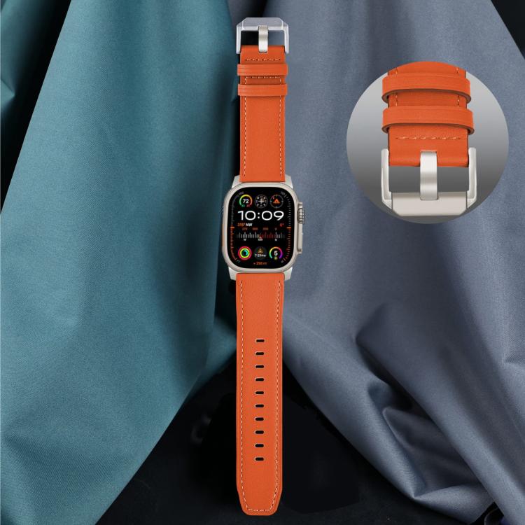 Titanium Buckle Nappa Genuine Leather Watch Band, For Apple Watch 46mm / 49mm / 45mm / 44mm, For Apple Watch 42mm / 41mm / 40mm / 38mm