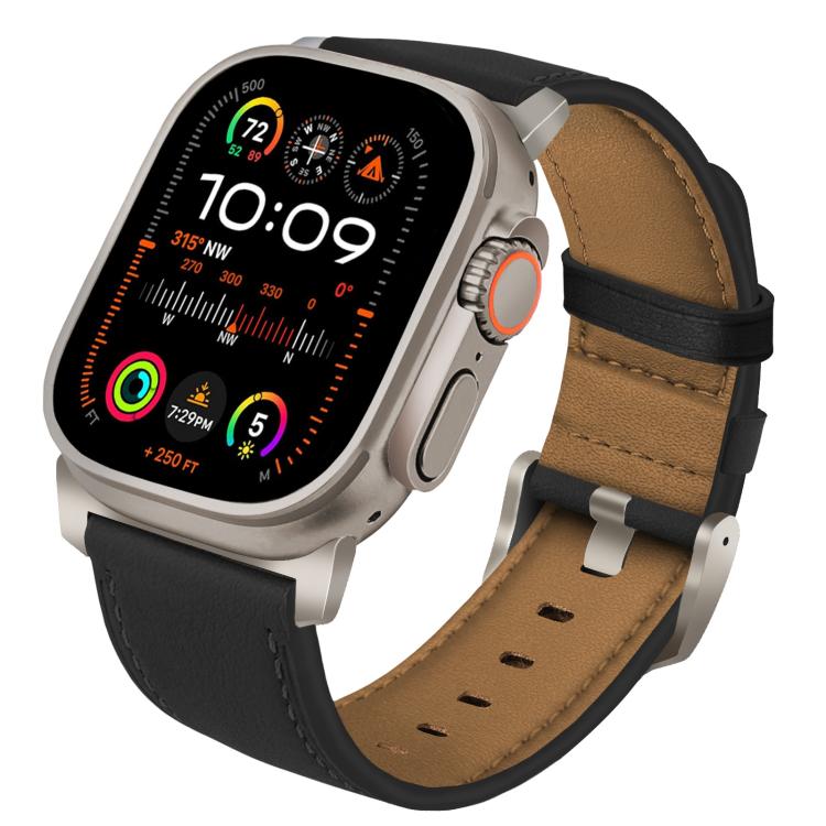 Titanium Buckle Nappa Genuine Leather Watch Band, For Apple Watch 46mm / 49mm / 45mm / 44mm, For Apple Watch 42mm / 41mm / 40mm / 38mm