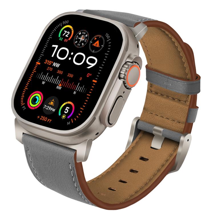 Titanium Buckle Nappa Genuine Leather Watch Band, For Apple Watch 46mm / 49mm / 45mm / 44mm, For Apple Watch 42mm / 41mm / 40mm / 38mm