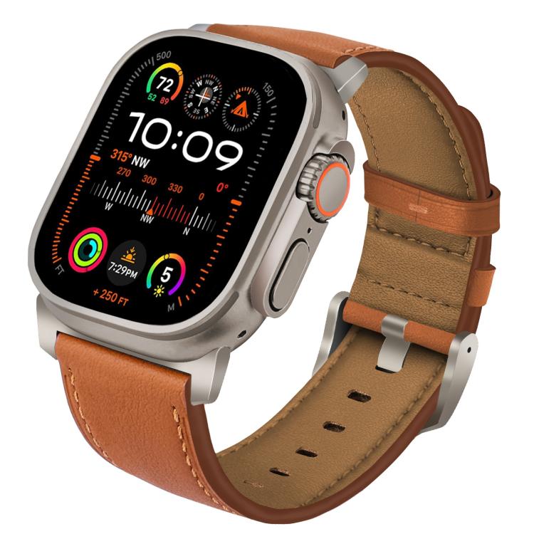 Titanium Buckle Nappa Genuine Leather Watch Band, For Apple Watch 46mm / 49mm / 45mm / 44mm, For Apple Watch 42mm / 41mm / 40mm / 38mm