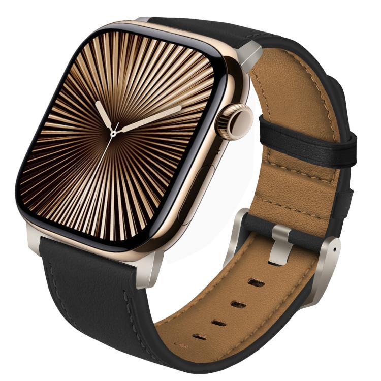 Titanium Buckle Nappa Genuine Leather Watch Band, For Apple Watch 46mm / 49mm / 45mm / 44mm, For Apple Watch 42mm / 41mm / 40mm / 38mm