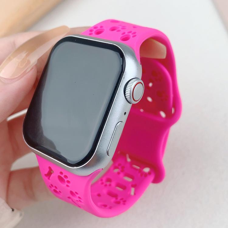 Dog Paw Bones Butterfly Buckle Silicone Watch Band, For Apple Watch 46mm / 49mm / 45mm / 44mm, For Apple Watch 42mm / 41mm / 40mm / 38mm