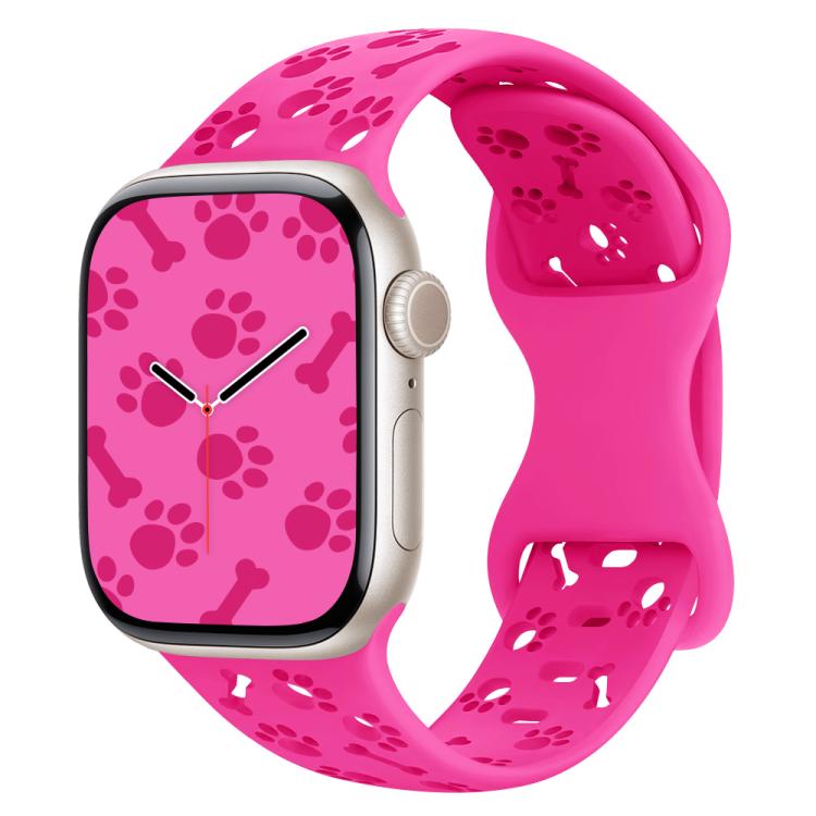 Dog Paw Bones Butterfly Buckle Silicone Watch Band, For Apple Watch 46mm / 49mm / 45mm / 44mm, For Apple Watch 42mm / 41mm / 40mm / 38mm