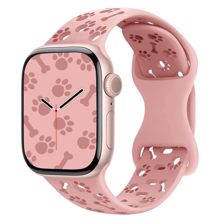 Dog Paw Bones Butterfly Buckle Silicone Watch Band, For Apple Watch 46mm / 49mm / 45mm / 44mm, For Apple Watch 42mm / 41mm / 40mm / 38mm