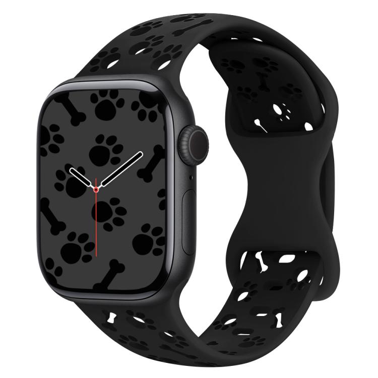 Dog Paw Bones Butterfly Buckle Silicone Watch Band, For Apple Watch 46mm / 49mm / 45mm / 44mm, For Apple Watch 42mm / 41mm / 40mm / 38mm