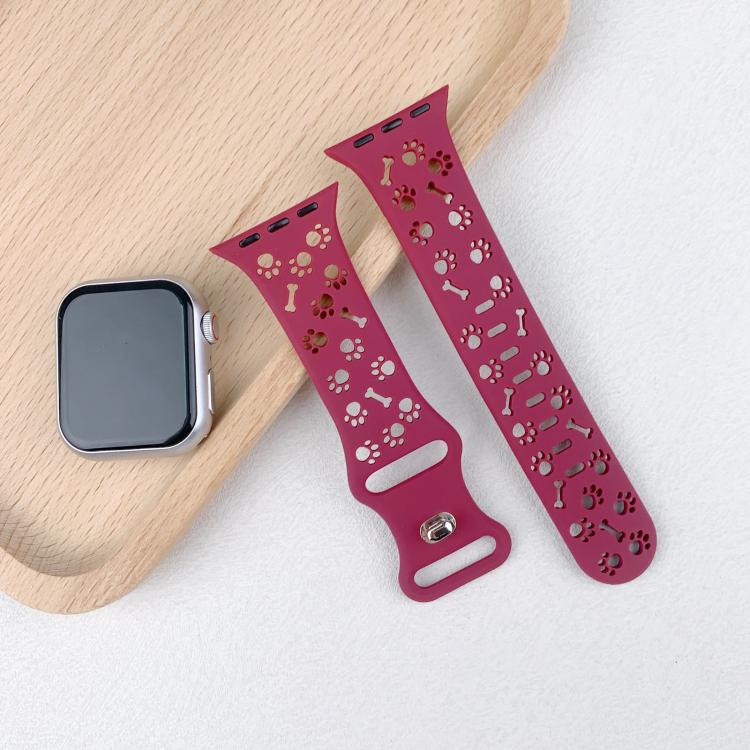 Dog Paw Bones Butterfly Buckle Silicone Watch Band, For Apple Watch 46mm / 49mm / 45mm / 44mm, For Apple Watch 42mm / 41mm / 40mm / 38mm