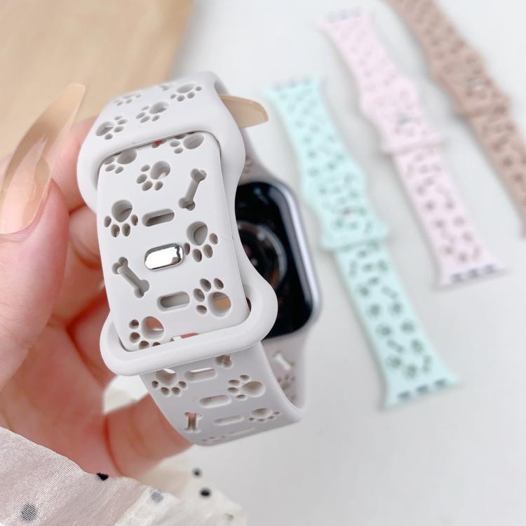 Dog Paw Bones Butterfly Buckle Silicone Watch Band, For Apple Watch 46mm / 49mm / 45mm / 44mm, For Apple Watch 42mm / 41mm / 40mm / 38mm