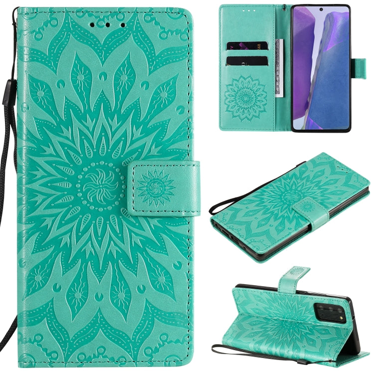 Embossed Sunflower Pattern Horizontal Flip PU Leather Case with Holder & Card Slots & Wallet & Lanyard, For Galaxy Note20, For Galaxy Note20 Ultra