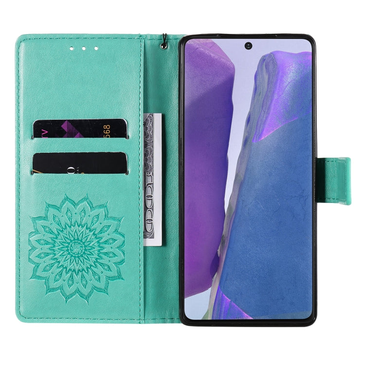 Embossed Sunflower Pattern Horizontal Flip PU Leather Case with Holder & Card Slots & Wallet & Lanyard, For Galaxy Note20, For Galaxy Note20 Ultra