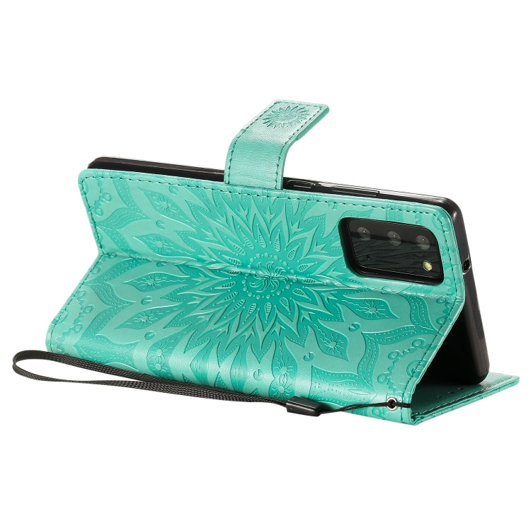 Embossed Sunflower Pattern Horizontal Flip PU Leather Case with Holder & Card Slots & Wallet & Lanyard, For Galaxy Note20, For Galaxy Note20 Ultra