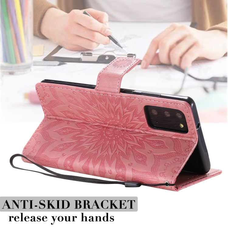 Embossed Sunflower Pattern Horizontal Flip PU Leather Case with Holder & Card Slots & Wallet & Lanyard, For Galaxy Note20, For Galaxy Note20 Ultra