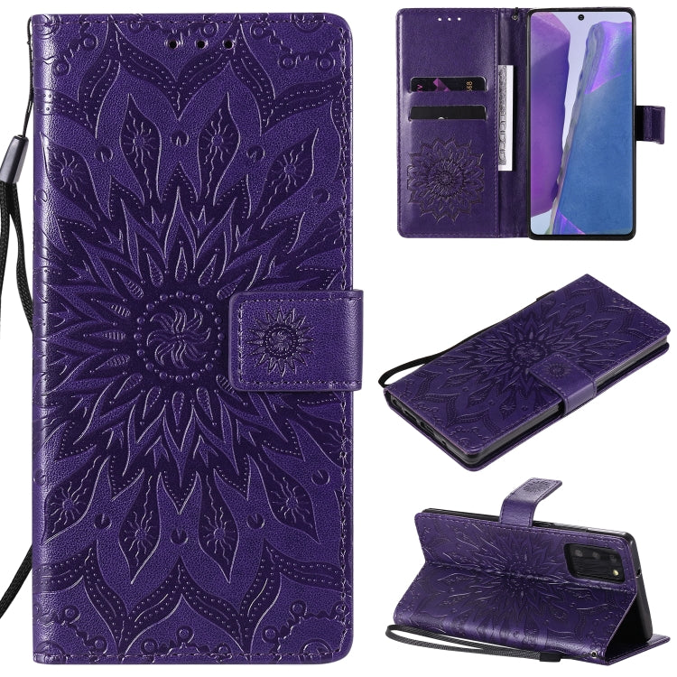 Embossed Sunflower Pattern Horizontal Flip PU Leather Case with Holder & Card Slots & Wallet & Lanyard, For Galaxy Note20, For Galaxy Note20 Ultra