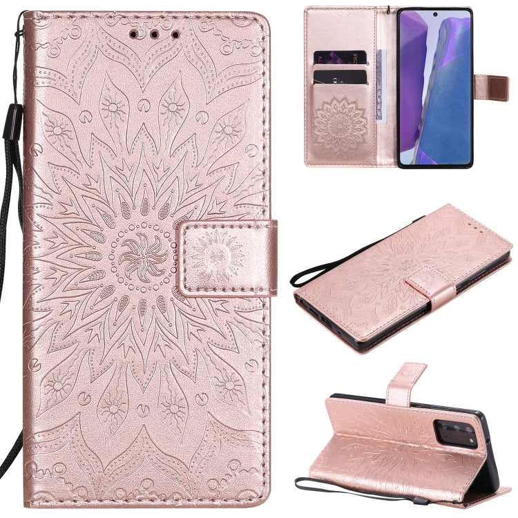 Embossed Sunflower Pattern Horizontal Flip PU Leather Case with Holder & Card Slots & Wallet & Lanyard, For Galaxy Note20, For Galaxy Note20 Ultra