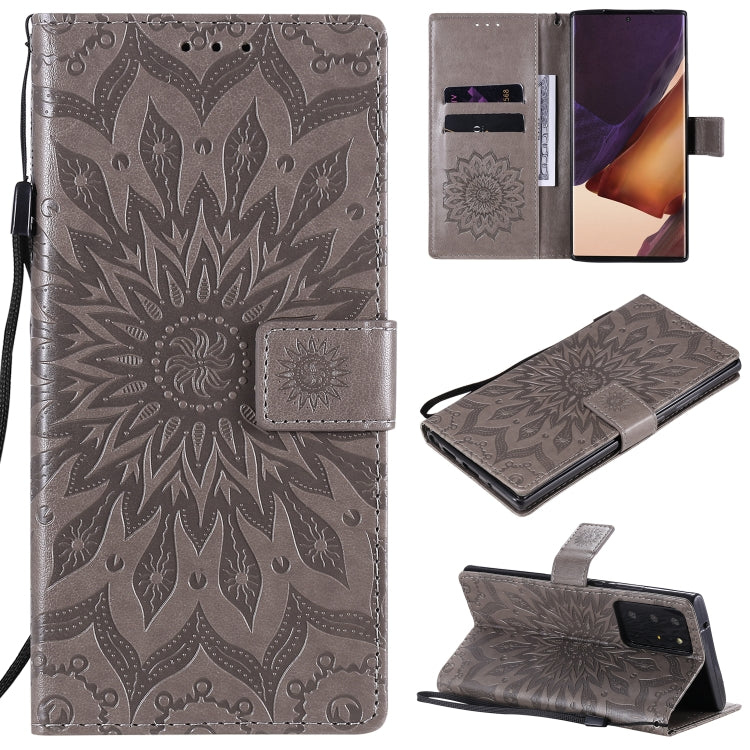 Embossed Sunflower Pattern Horizontal Flip PU Leather Case with Holder & Card Slots & Wallet & Lanyard, For Galaxy Note20, For Galaxy Note20 Ultra