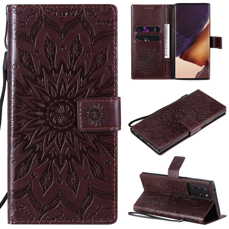 Embossed Sunflower Pattern Horizontal Flip PU Leather Case with Holder & Card Slots & Wallet & Lanyard, For Galaxy Note20, For Galaxy Note20 Ultra