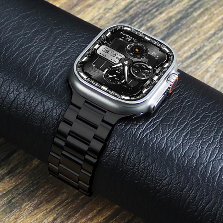 Norman Clasp Three-Link Titanium Alloy Watch Band, For Apple Watch 46mm / 49mm / 45mm / 44mm