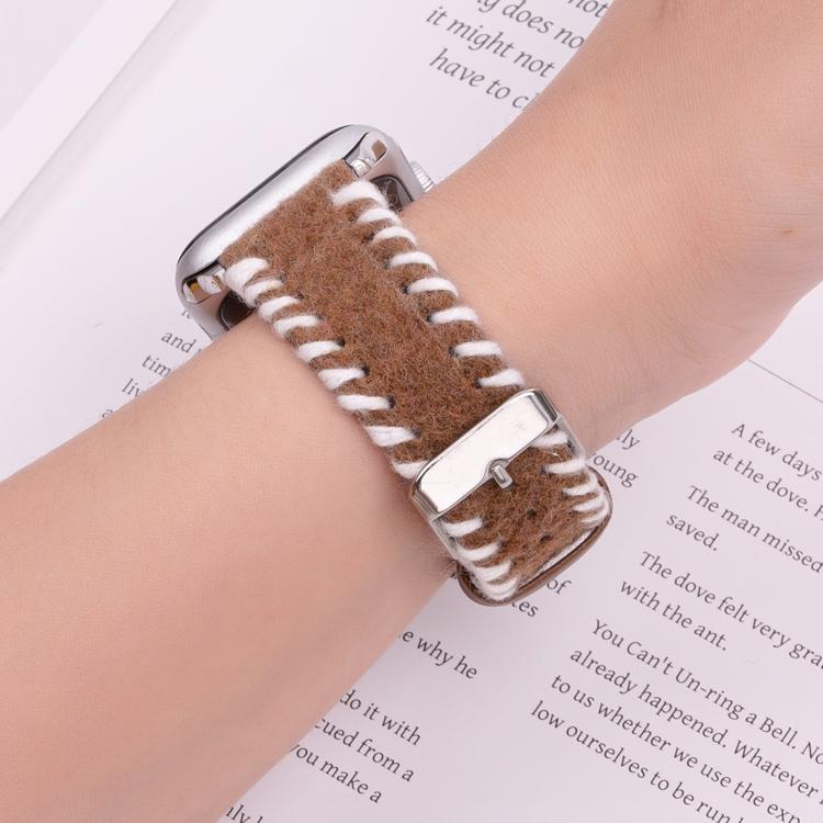Retro Stitched Wool Genuine Leather Watch Band, For Apple Watch 46mm / 49mm / 45mm / 44mm, For Apple Watch 42mm / 41mm / 40mm / 38mm
