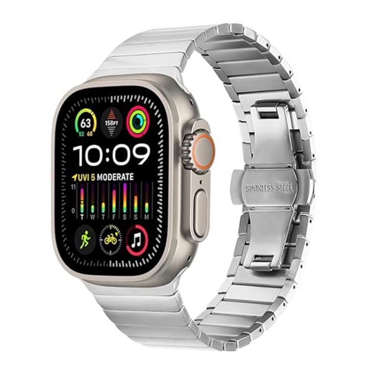 Butterfly Clasp One-Bead Titanium Alloy Watch Band, For Apple Watch 46mm / 49mm / 45mm / 44mm