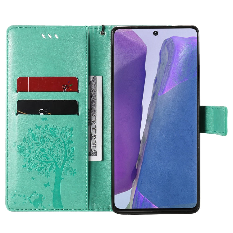 Tree & Cat Pattern Pressed Printing Horizontal Flip PU Leather Case with Holder & Card Slots & Wallet & Lanyard, For Galaxy Note20, For =Galaxy Note20, For Galaxy Note20 Ultra
